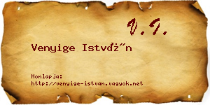Venyige István névjegykártya